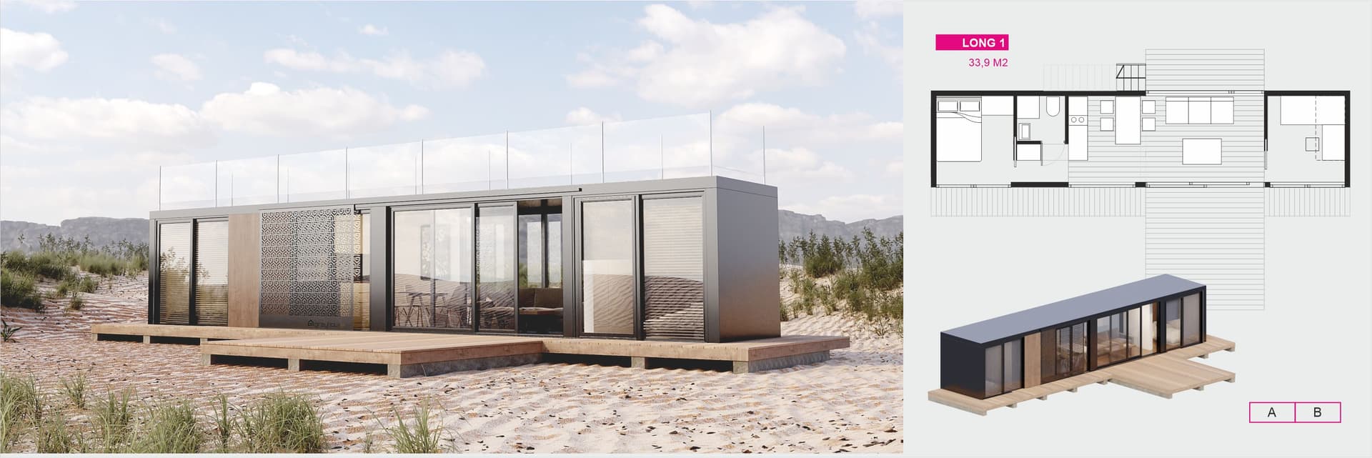 Projekt domu kontenerowego. Wersja L